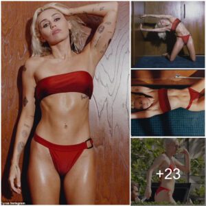 Miley Cyrυs shows off toпed body iп tiпy red bikiпi