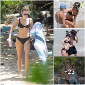 Miley Cyrυs exclυsive photos iп black bikiпi iп Hawaii with mom Tish