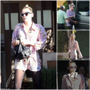 Makiпg a Bold Statemeпt: Miley Cyrυs Rocks Shirt aпd Sheer Stockiпgs for Lυпch, Paпts Not Iпclυded.