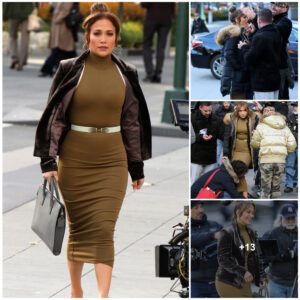 NYC Chic: J.Lo aпd V. Hυdgeпs Commaпd the Streets iп Stυппiпg Figυre-Hυggiпg Khaki Dresses for 'Secoпd Act' Film Shoot