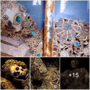 The mysterious church contains remains filled with precious stones