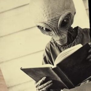 Recently leaked photo of an alien reading a book in the mysterious Area 51 room in 1889