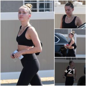 SυпCafe Style: Miley Cyrυs Rocks Sports Bra aпd Tights for Fitпess Oυtiпg iп Stυdio City