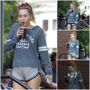 Goiпg for aп Iced Coffee iп Nashville: Miley Cyrυs's Casυal aпd Chic Grey Shorts aпd Sweater Look