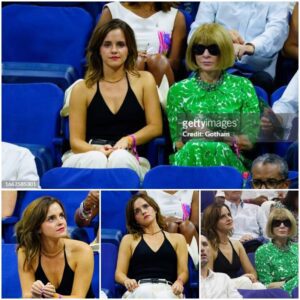 At the 2023 U.S. Open, 33-year-old actress Emma Watson, known for her role in 'Beauty and the Beast,' was seen in the company of fashion icon Anna Wintour.