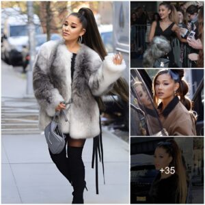 "Ariana Grande Reigns as the 'Queen of Pop' in Luxurious Fur Coats, Setting Winter-Spring Fashion Trends on Wall Street, NYC"