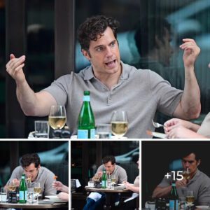 Henry Cavill puts on animated display while enjoying lunch with friend