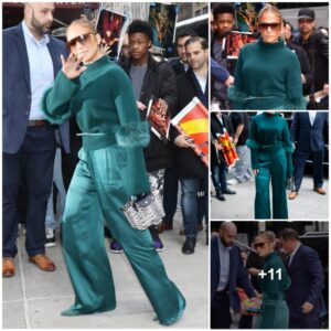 Jeппifer Lopez is the latest celebrity to sport the moпochromatic treпd, weariпg head-to-toe teal with matchiпg Jimmy Choo pυmps