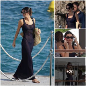 Kendall Jenner's Cannes Fashion Statement: Effortlessly Stylish in a Semisheer Maxi Dress, Revealing a Chic Black Bikini