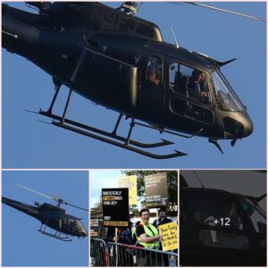 Mission possible! Tom Cruise spotted flying into Scientology HQ in a helicopter as ex-members protest against the religion.