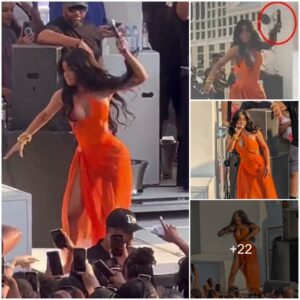 Cardi B threw the microphone straight into the audience when water was splashed on her