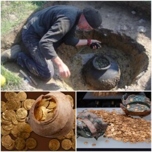 52,000 ancient Roman coins dating from the 3rd century AD were discovered by a lucky chef in a field buried underground for 1800 years.