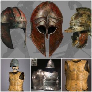 Impenetrable armor and ancient Roman helmet of the late 5th-4th centuries BC found in Vulci