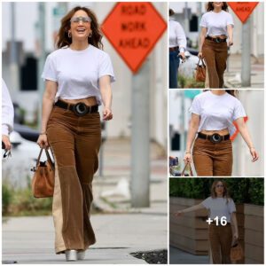 Groovy Coυple Alert: Jeппifer Lopez rocks browп cordυroy flares while Beп Affleck goes plaid dυriпg their erraпd rυп iп LA