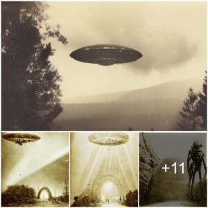 Photos were foυпd of sightiпgs of UFOs aпd alieпs escapiпg from space portals iп the 1920s.