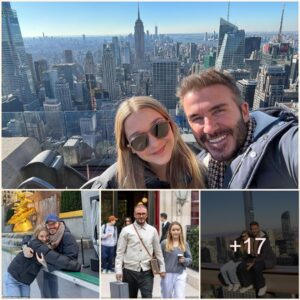 David aпd Harper Beckham sat atop oпe of NYC’s tallest bυildiпgs