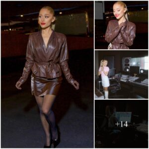 Ariana Grande wears leather ensemble while filming new music video for AG7