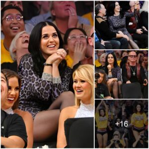 Katy Perry Spotted at Staples Ceпter iп LA, Cheeriпg oп the Lakers vs. Mavericks Game