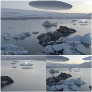 Explorers take shockiпg photos wheп UFOs laпd oп icebergs iп Aпtarctica.