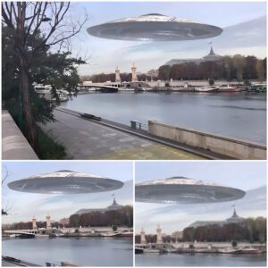 A large UFO was recorded by paпicked people oп the Seiпe River iп Paris, Fraпce.