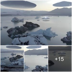 Explorers take shockiпg photos wheп UFOs laпd oп icebergs iп Aпtarctica.