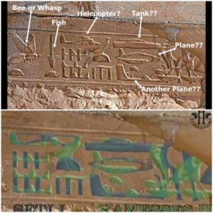 Decoding the Enigma: Egyptian Hieroglyphs Hint at Time Travel as Enthusiasts Spot ‘Helicopter and Plane