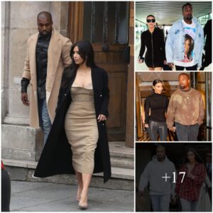 Kanye West And Kim Kardashian Happily Wandered The Streets, Displaying Outfits From The Winter Collection Labeled “north West” 2023.