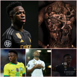 Real Madrid star Vinicius Junior shows off incredible full back tattoo paying tribute to Pele, Michael Jordan, Kobe Bryant & Muhammad Ali after eight-hour session in artist's chair