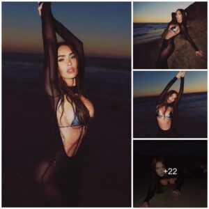 Sultry Sophistication: Megan Fox's Beach Photoshoot Highlights Unique Half-Dress.