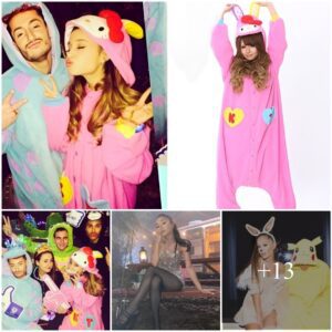 Ariana Grande Celebrated New Year’s Eve In Japan With Her Brother And Friends Wearing A Hello Kitty Vivid Pink Rabbit Kigurumi Onesie