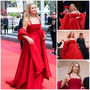 Jennifer Lawrence Showcases a Red Hot Look at 2023 Cannes Film Festival.