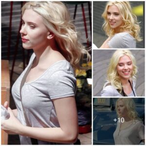 Scarlett Johansson looks truly enchanting with platinum blonde hair.