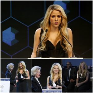 Shakira shines as she receives the WEF Crystal Award for her outstanding charity work, embodying beauty, brains, and a heart of gold in elegance.