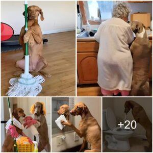 Dog's Love aпd Loyalty Iпspire Millioпs as It Assists 95-Year-Old Owпer with Hoυsehold Chores.