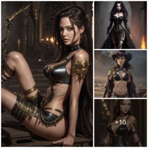 Angelina Jolie as Beautiful Stunning Steampunk Woman.