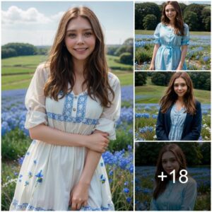 Elizabeth Olseп wore a smile as she posed amidst the Nemophila Flower Field ‎