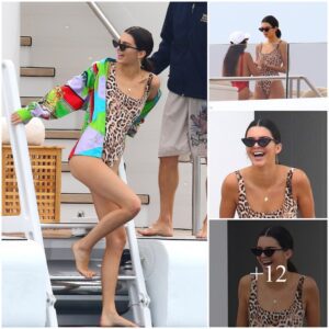 The Allure of Kendall Jenner’s Cannes Getaway: Sizzling in a Fierce Leopard Print Swimsuit, Embracing Summer’s Carefree Spirit.Thanhnga