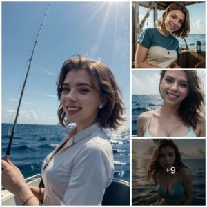 Ocean Odyssey: Scarlett Johansson's Radiant Charm Shines Bright on a Fishing Adventure.