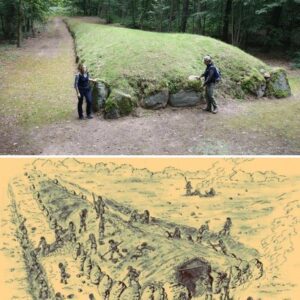 The "Polish Pyramids" are a group of megalithic tombs that have been discovered in Wietrzychowice, Poland. They are elongated mounds with a length of up to 150 m and a height of 2-3 m, probably belonging to Funnelbeaker culture, 4000 years BC.