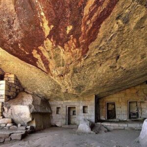 Temple of the Moon; one of Machu Picchu's best-kept secrets. Located on backside of Machu Picchu, explorers must descend approximately 1000 stone stairs to find this stunning precision mortarless white granite temple built into this mountainous cave.