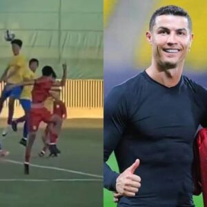 Cristiano Ronaldo Jr Incredible Leap for Terrific Goal