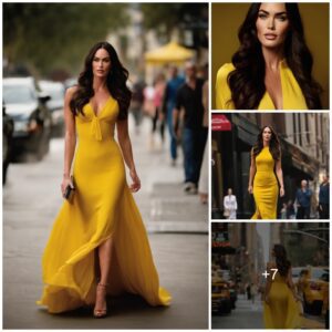 Megan Fox's Urban Glow: A Radiant Stroll in Vivacious Yellow Elegance