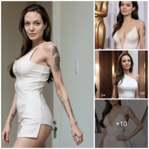 White Elegance: Angelina Jolie Stuns in a Short Dress, Flaunting Hourglass Figure.