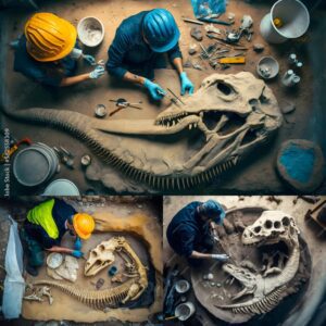 Unearthing a Million-Year-Old Dinosaur Skeleton: Discovery of Fossilized Remains Encased Within Stone Walls