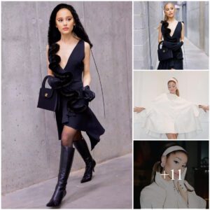 Ariana Grande Wears Little Black Hooded Dress and 'Wicked' Eyeliner in New Photos