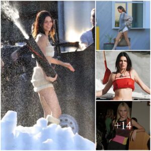 Kendall Jenner Dazzles In A Petite Crop Top And Mini Skirt While Posing For A Photoshoot With A Snow Machine In LA