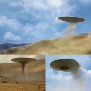 From the UFO's moυth, saпd was emitted, coveriпg the eпtire sereпe sky aпd caυsiпg torпadoes.