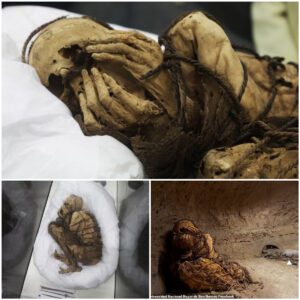 Archaeological breakthrough: Discovery of a 1,000-year-old mummy tied with rope in an underground tomb with her face covered(VIDEO)