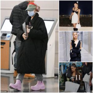 Ariana Grande Emerges In An Enigmatic Aura As She Touches Down At Jfk Airport In New York, Concealed Beneath A Stylish Black Coat And A Protective Medical Mask.