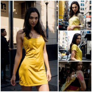 Gilded Grace: Gal Gadot's Timeless Entrance in a Radiant Golden Gown